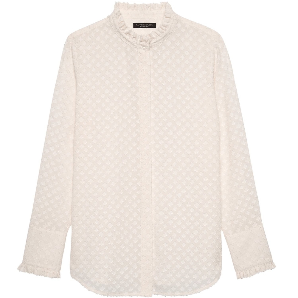 Banana Republic Dillon Classic Fit, Small, Semi Sheer, Textured